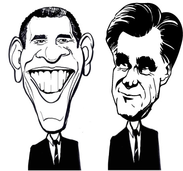 Obama Romney Charactertures